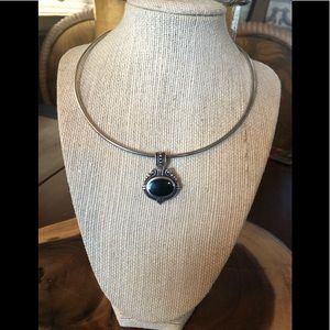 Black Onyx .925 Sterling Silver Pendant w/Hallmarks 1-1/2”